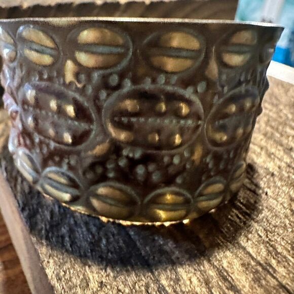 Handcrafted Artesian Boho‎ Patina Brass Plum Wide Cuff Bracelet, Adjustable, Gif - Picture 7 of 8